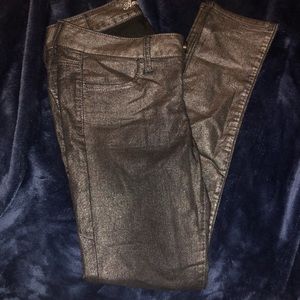 Metallic skinny jeans